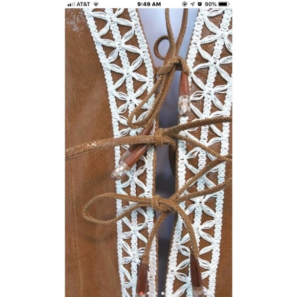 ST JOHN COUTURE Coated Lamb Leather Triple Tie Jacket Size 12 Like New - Picture 5 of 7